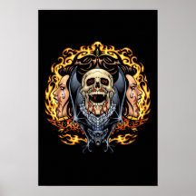 Skulls, Vampires and Bats Gothic Design by Al Rio Posters