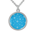 Sky blue and white snowflakes necklaces