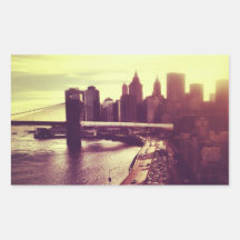 Skyline Sunset - Brooklyn Bridge and NYC Cityscape Stickers