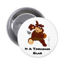 Slam Dunking Cartoon Bear Pinback Button