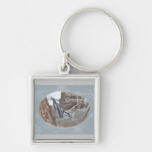 Slate Grey Nuthatch Songbird Seasons Greetings Keychains