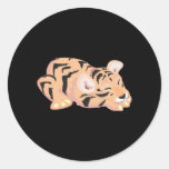 sleeping baby tiger round sticker