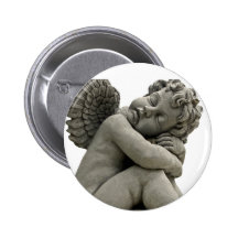 Sleeping Cherub Angel Sculpture Button Pin.