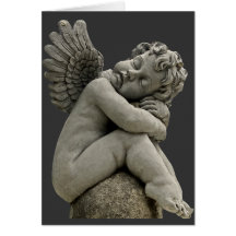 Sleeping Cherub Angel Sculpture Greeting Card.