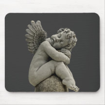 Sleeping Cherub Angel Sculpture Mousepad.