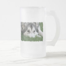 Sleeping Husky Frosted Beer Mug