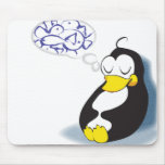 sleeping penguin dreaming about fish mousepad mousepads