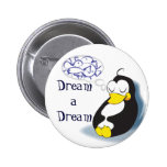 sleeping penguin dreaming about fish pin buttons