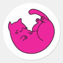 Sleeping Pink Cat Sticker
