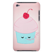 Sleepy Cupcake and Cherry Kawaii iPod Case Barely There iPod Cover