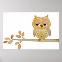 Sleepy Owl in Tree Poster