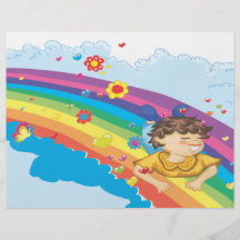 sliding down a rainbow happy vector illustration flyers