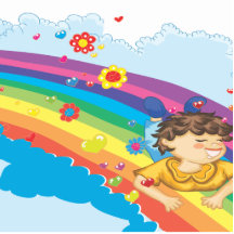 sliding down a rainbow happy vector illustration photo cutout
