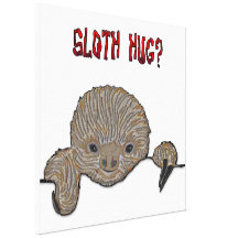 Sloth Hug Baby Sloth Sketch Stretched Canvas Prints