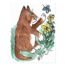Slow Paws and Butterfly is Too Fast Post Cards