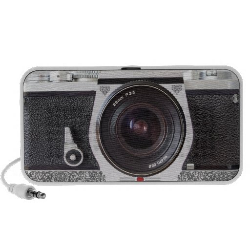 SLR Camera With Scroll On Chrome Metal Loudspeaker