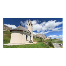 small chapel in Gardena pass Custom Photo Card