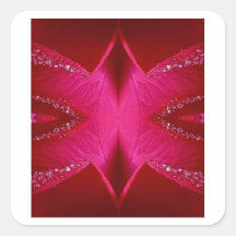 Smart Simple Graphics - Sparkle Red n Pink Rose Square Stickers
