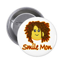 Smile Mon Fire Rasta Smiley Face Pinback Button