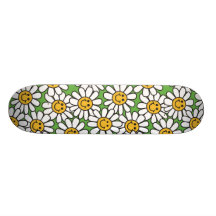 Smiley Daisy Flowers Pattern Skateboard Deck
