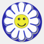 Smiley Daisy Round Sticker
