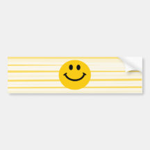 Smiley Face on sunny yellow stripes Bumper Stickers