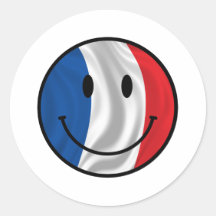 Smiley France Round Stickers