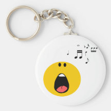 Smiley singing his little heart out key chains