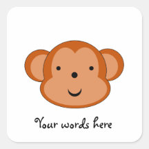 Smiling monkey square stickers