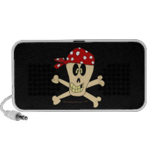 Smiling Pirate Skull and Cross Bones Travel Speaker