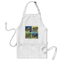 Smiling pugs pop art aprons