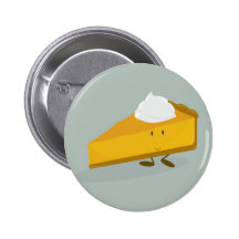 Smiling pumpkin pie slice button