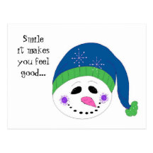 Smiling Snowman Post Card