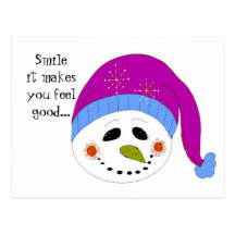 Smiling Snowman Postcard