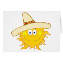 Smiling Sun With Sombrero Hat Greeting Card