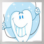 Smiling Tooth Cartoon Character Always Floss Poster