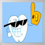 Smiling Tooth Cartoon Character Number One Print