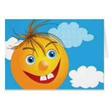 Smily face and clouds greeting card