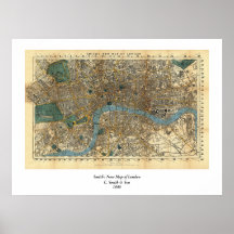 Smith's new map of London 1860 Poster