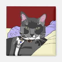 Smokey Cat Square Magnet