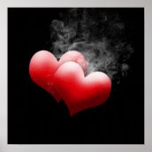 Smoking Red Hearts Poster