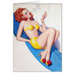 Smoking Redhead Pin Up Greeting Cards