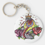 snake dagger rose tattoo key chain