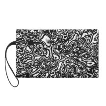 Snazzy Black And White Satin Silk Dress Purse Bag Wristlets