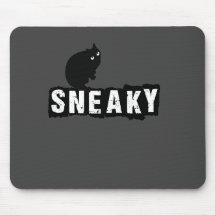 sneaky black kitty cat mousepads
