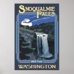 Snoqualmie Falls (Night) Washington Travel Poster
