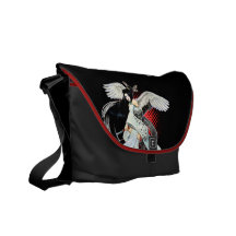 Snow & Feathers Geisha Red & Black Messenger Bag