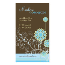 Snow Flower Swirls Blue Chic Wedding Profile Card Business Card
