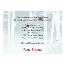 Snow Red Birds Holiday Party Invitations