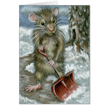 Snow Shovel Rat Note Card